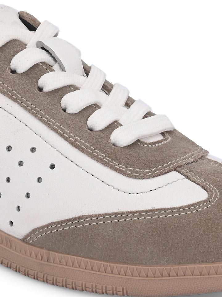 CARLO ROMANO WHITE-GREY COLOR PREMIUM SHEEP LEATHER SNEAKERS SHOES FOR WOMEN