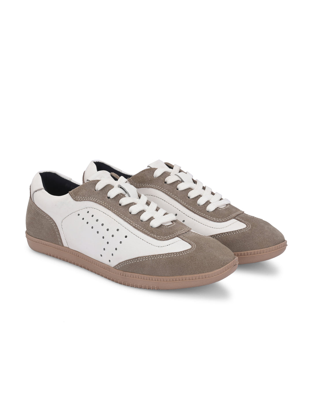 CARLO ROMANO WHITE-GREY COLOR PREMIUM SHEEP LEATHER SNEAKERS SHOES FOR WOMEN