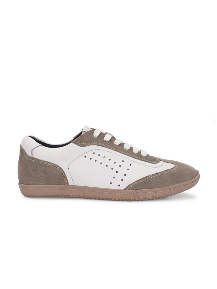 CARLO ROMANO WHITE-GREY COLOR PREMIUM SHEEP LEATHER SNEAKERS SHOES FOR WOMEN