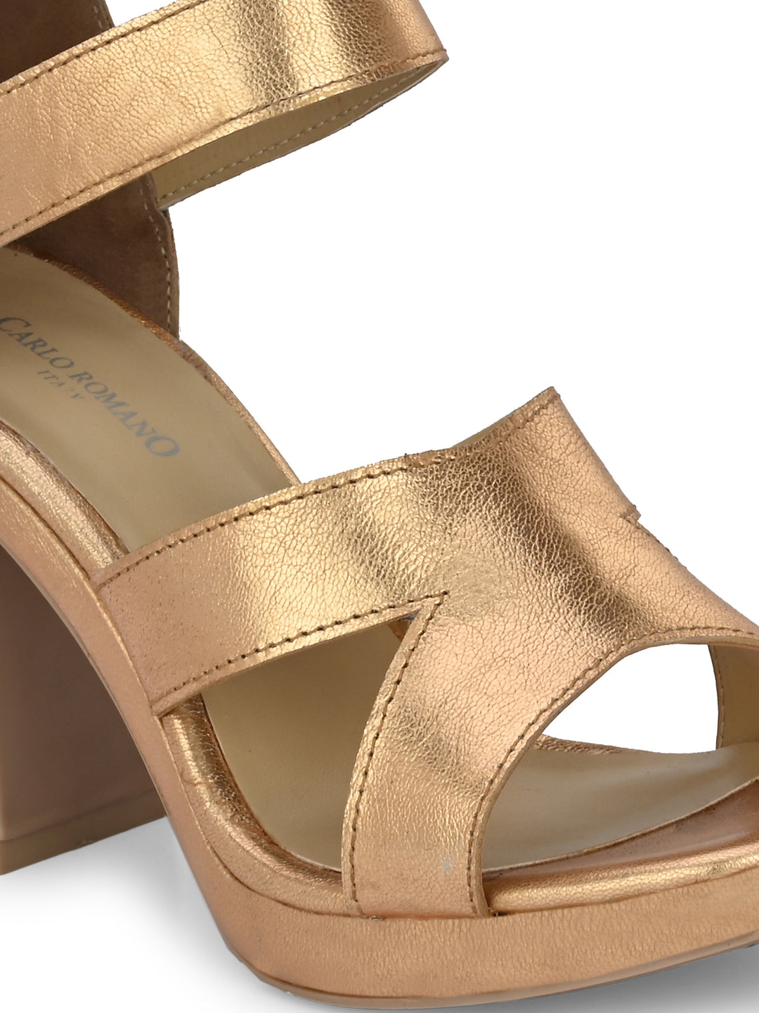 Women's Genuine Metallic Leather Stylish High Heel Sandal