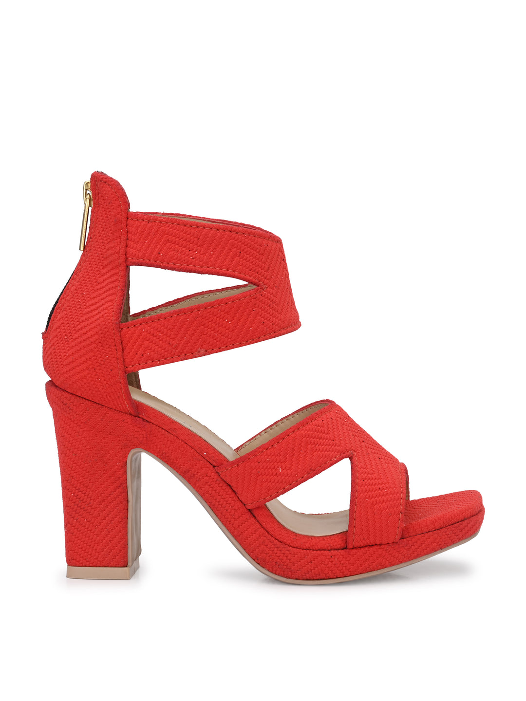 CARLO ROMANO by Wasan Shoes Women's Italian Shiny Textile Light Weight Stylish High Heel Sandal