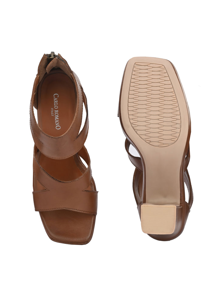 Women's Genuine Sheep Nappa Leather Stylish High Heel Sandal