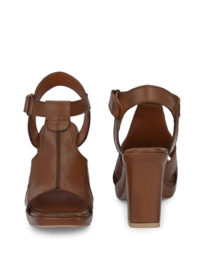 Women's Genuine Sheep Nappa Leather Stylish High Heel Sandal