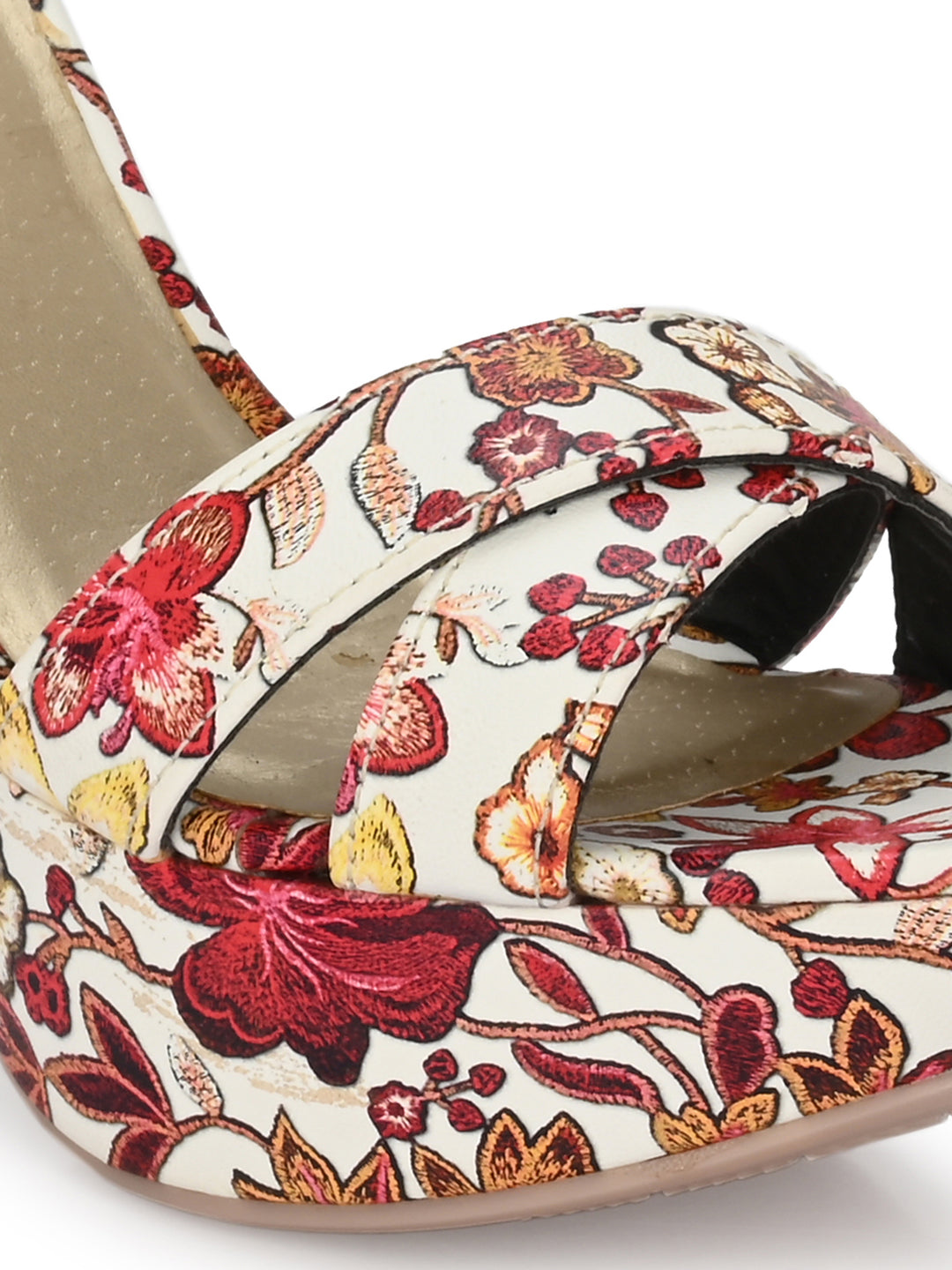 Women's  Vegan Leather Flower Print Stylish High Heel Sandal