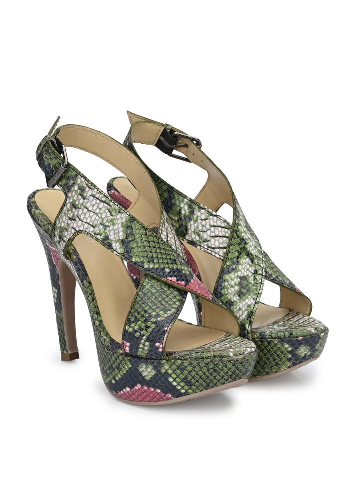 CARLO ROMANO by Wasan Shoes Women's Green Color Stylish High Heel Sandal