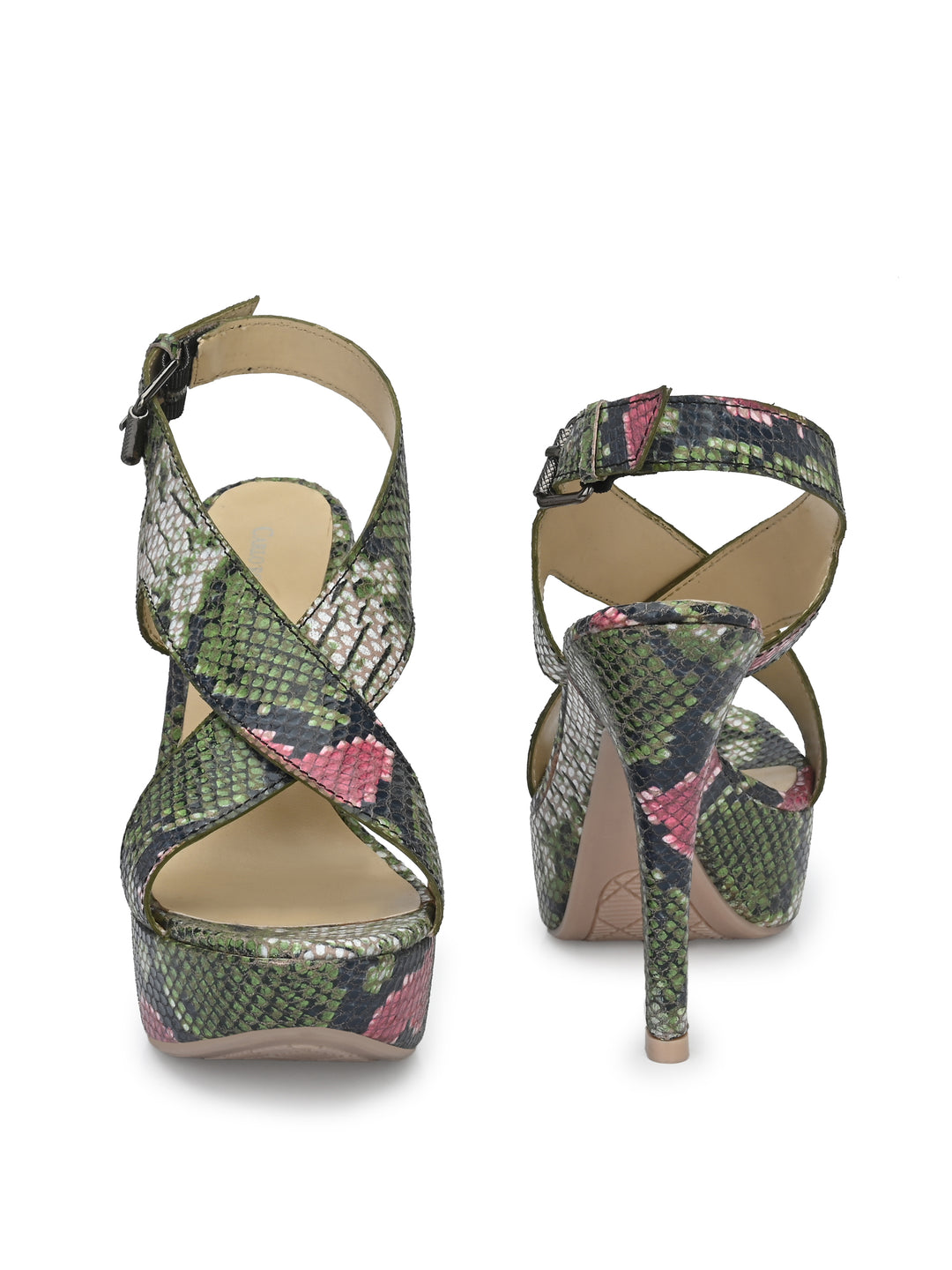 CARLO ROMANO by Wasan Shoes Women's Green Color Stylish High Heel Sandal