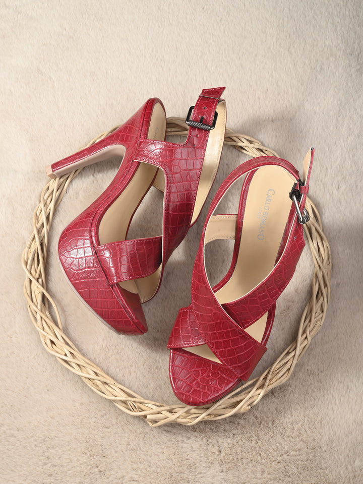 WOMEN'S VEGAN LEATHER  STYLISH HIGH HEEL SANDAL