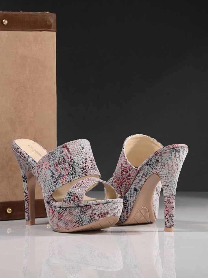 CARLO ROMANO BY WASAN MULTI COLOR GENUINE LEATHER SNAKE PRINT SANDAL FOR WOMEN