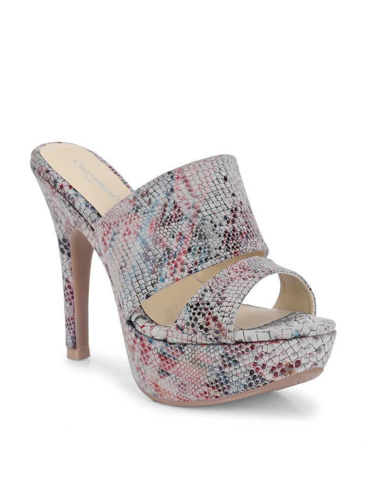 CARLO ROMANO BY WASAN MULTI COLOR GENUINE LEATHER SNAKE PRINT SANDAL FOR WOMEN