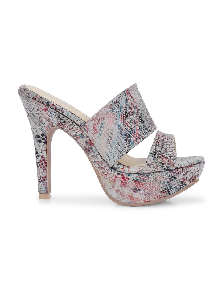 CARLO ROMANO BY WASAN MULTI COLOR GENUINE LEATHER SNAKE PRINT SANDAL FOR WOMEN