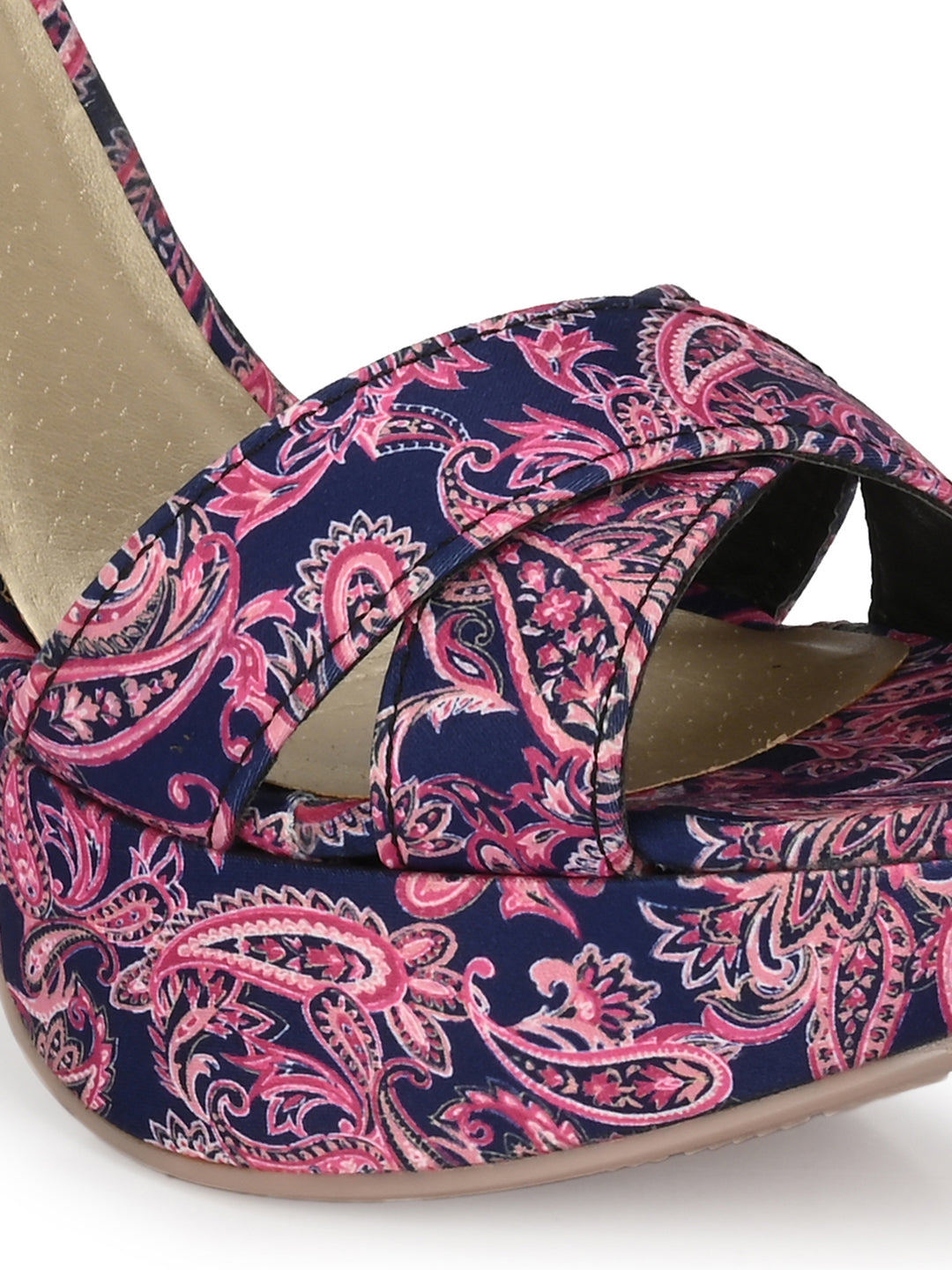 Women's  Vegan Leather Flower Print Stylish High Heel Sandal