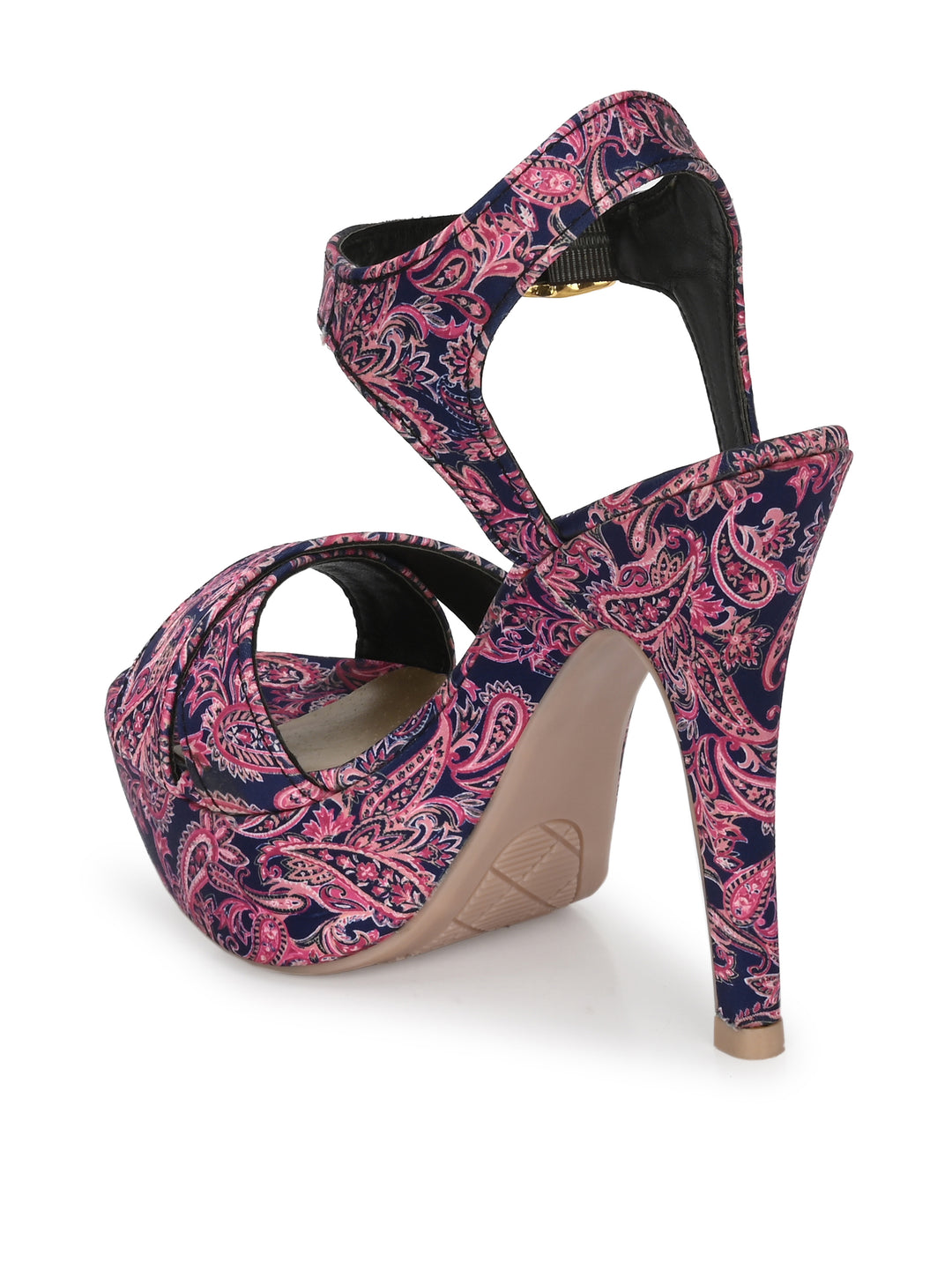 Women's  Vegan Leather Flower Print Stylish High Heel Sandal