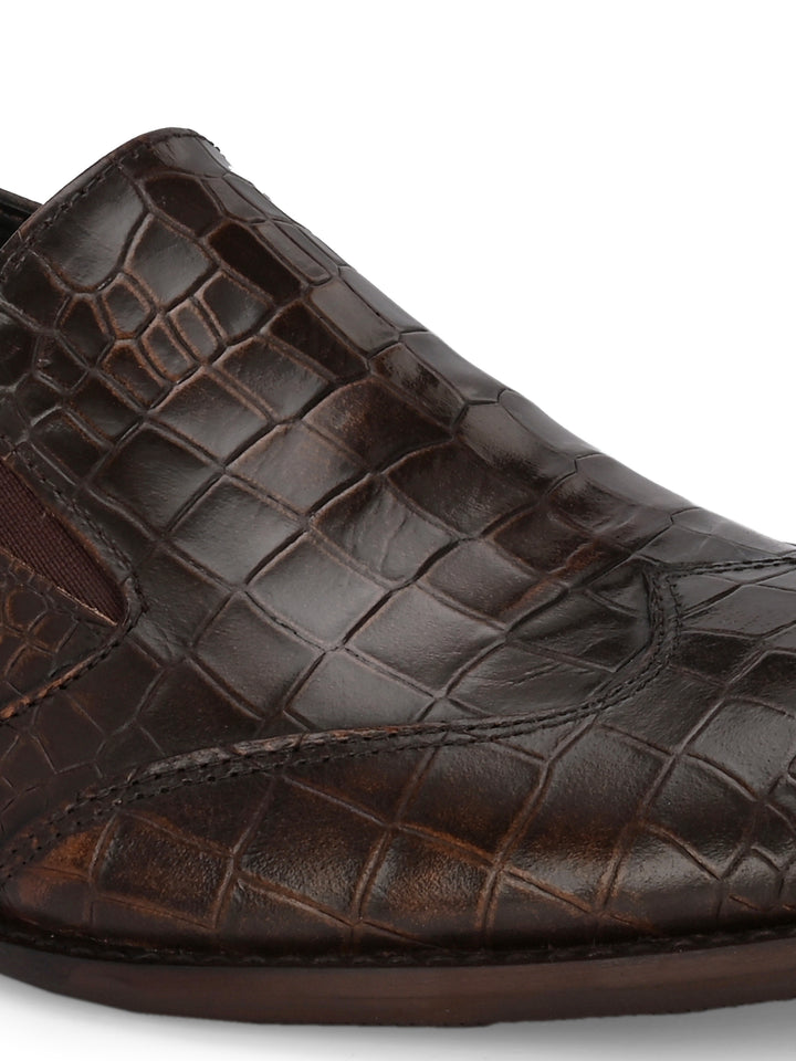 CARLO ROMANO TAN COLOR ITALIAN CROCODILE PRINTED LEATHER MOCCASIN SLIPON SHOE FOR MEN