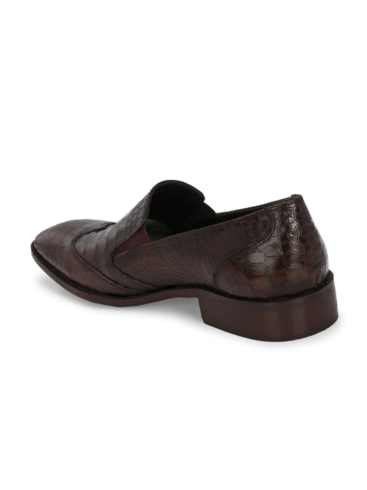 CARLO ROMANO TAN COLOR ITALIAN CROCODILE PRINTED LEATHER MOCCASIN SLIPON SHOE FOR MEN