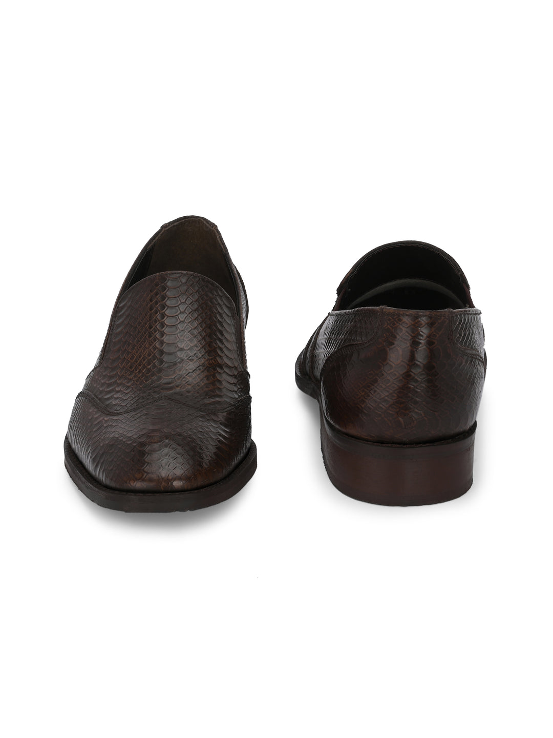 CARLO ROMANO BROWN COLOR PREMIUM ITALIAN RANGE SNAKE PRINTED LEATHER  MOCCASIN SHOE FOR MEN