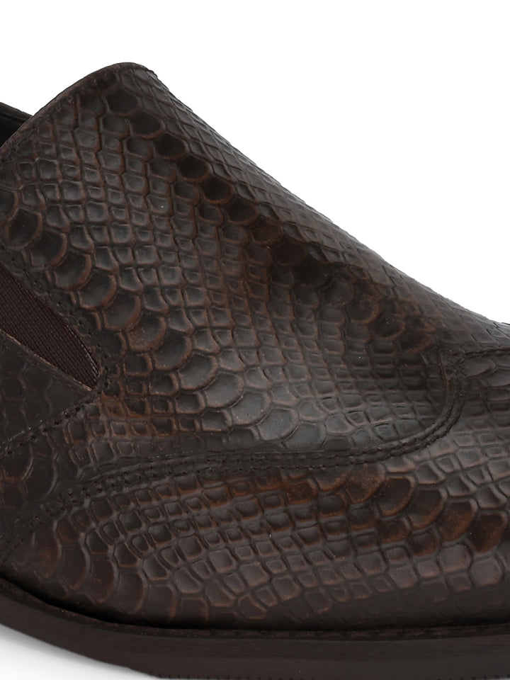 CARLO ROMANO BROWN COLOR PREMIUM ITALIAN RANGE SNAKE PRINTED LEATHER  MOCCASIN SHOE FOR MEN