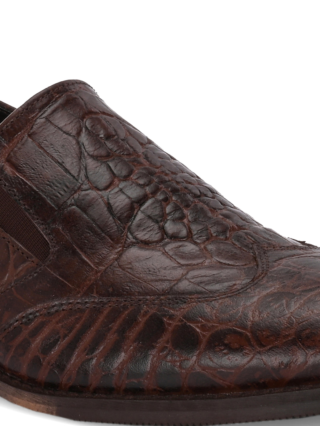 CARLO ROMANO TAN COLOR ITALIAN CROCODILE PRINTED LEATHER MOCCASIN SLIPON SHOE FOR MEN