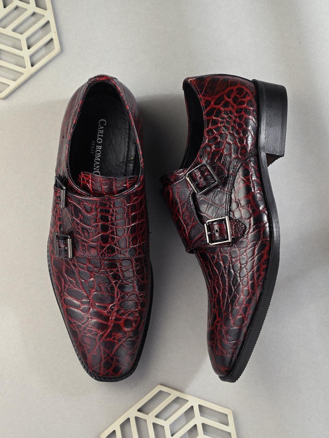 CARLO ROMANO PREMIUM RANGE ITALIAN CROCODILE PRINTED LEATHER MONK SHOE FOR MEN