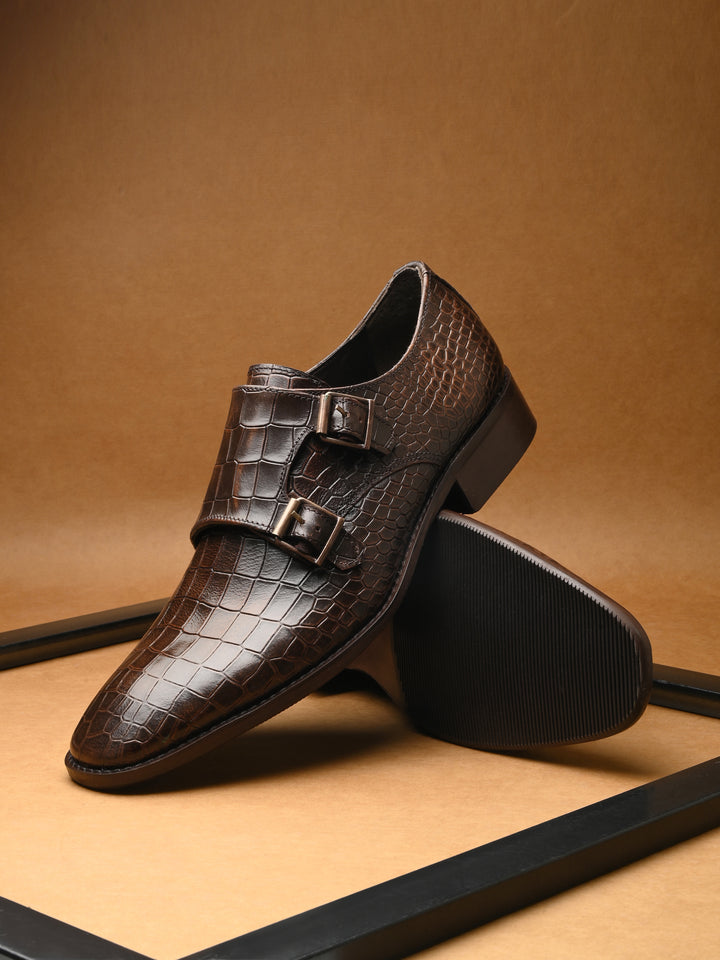 CARLO ROMANO PREMIUM RANGE ITALIAN CROCODILE PRINTED LEATHER MONK SHOE FOR MEN