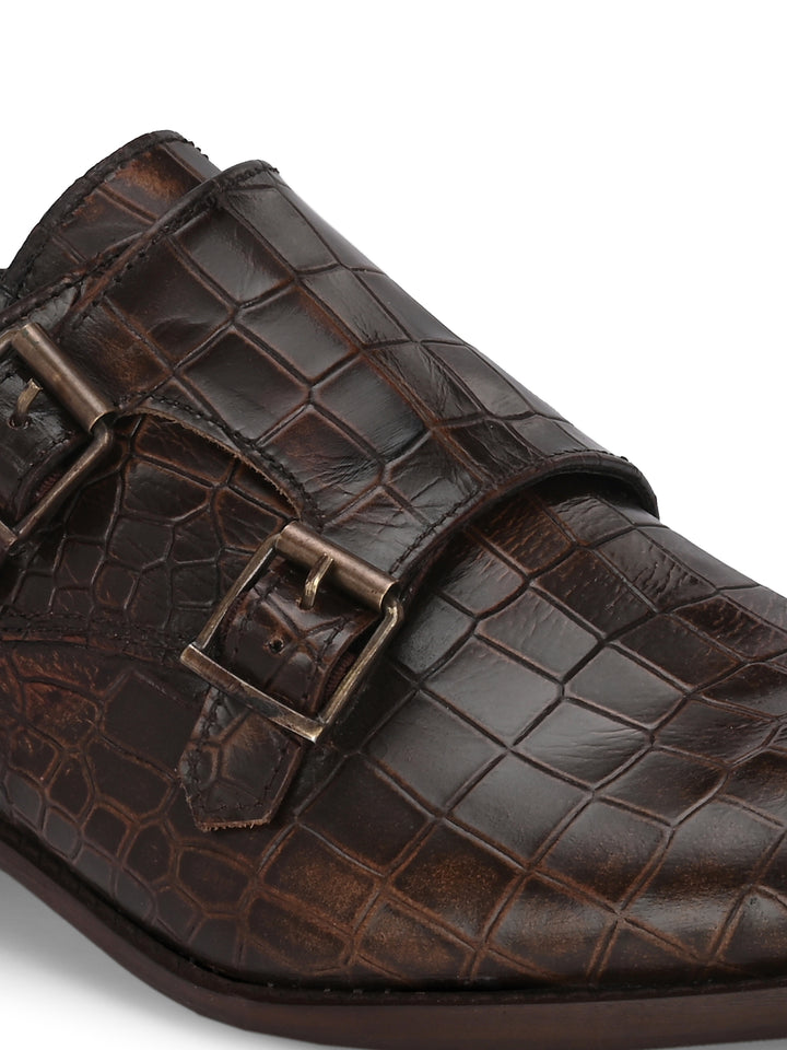 CARLO ROMANO PREMIUM RANGE ITALIAN CROCODILE PRINTED LEATHER MONK SHOE FOR MEN