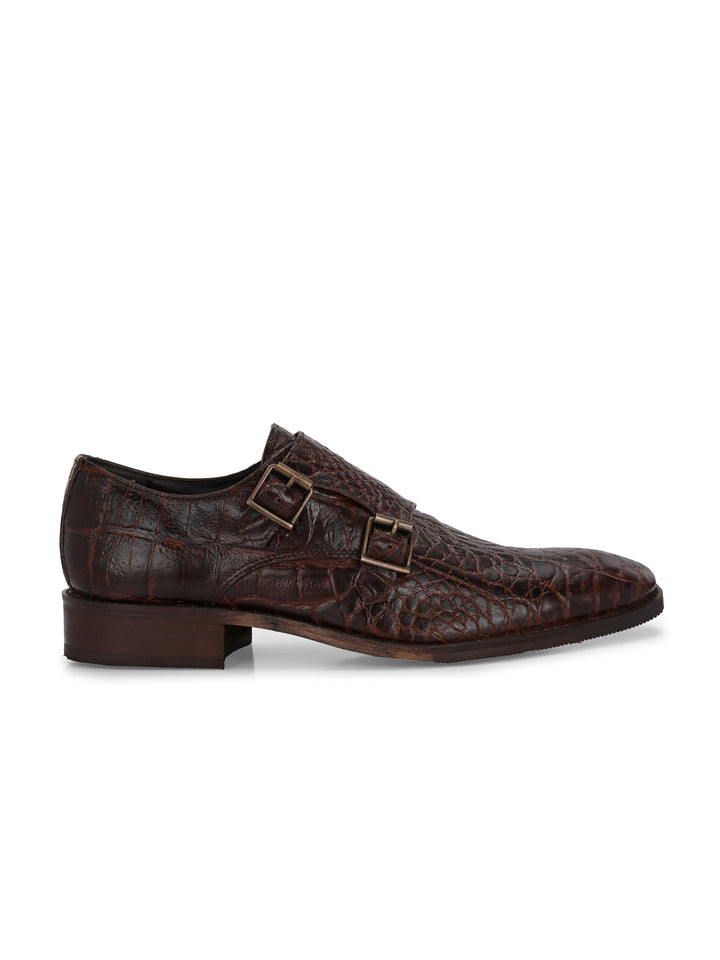 CARLO ROMANO PREMIUM RANGE ITALIAN CROCODILE PRINTED LEATHER MONK SHOE FOR MEN