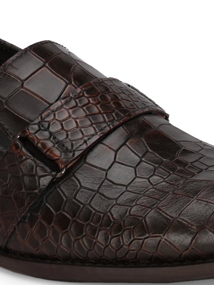 CARLO ROMANO BROWN COLOR PREMIUM RANGE ITALIAN CROCODILE PRINTED LEATHER SYLISH MOCCASIN SHOE FOR MEN