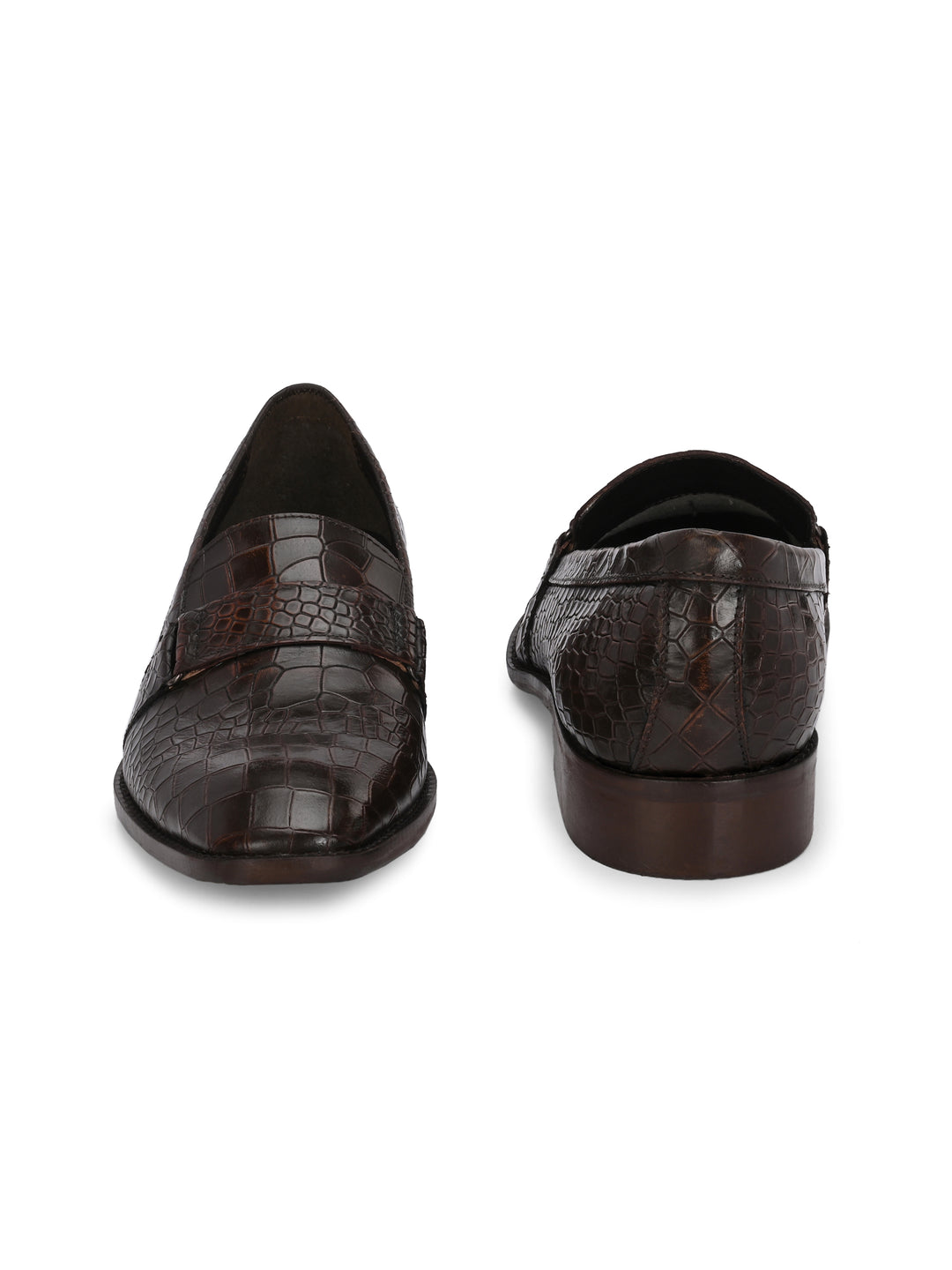 CARLO ROMANO BROWN COLOR PREMIUM RANGE ITALIAN CROCODILE PRINTED LEATHER SYLISH MOCCASIN SHOE FOR MEN