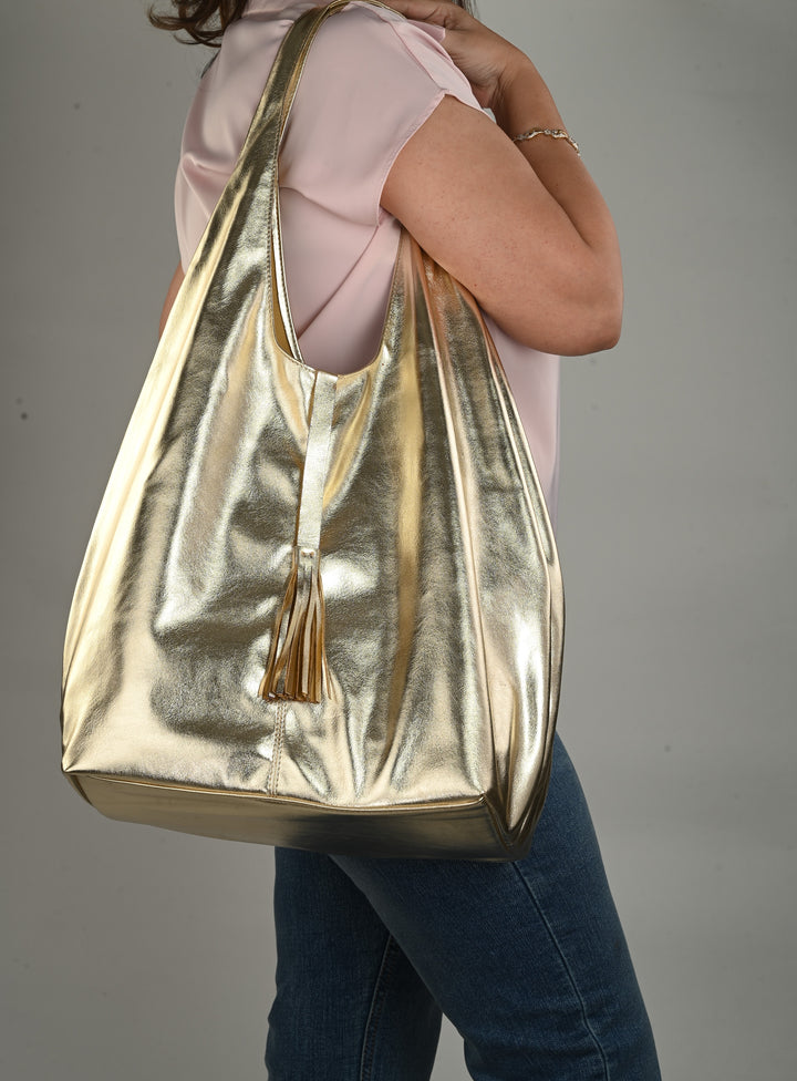 Carlo Romano By Wasan Gold color Stylish & Functional Accessory Premium Vegan Leather Hand Bags For Women