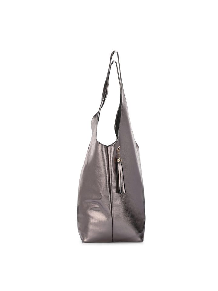 Carlo Romano By Wasan Silver color Stylish & Functional Accessory Premium Vegan Leather Hand Bags For Women