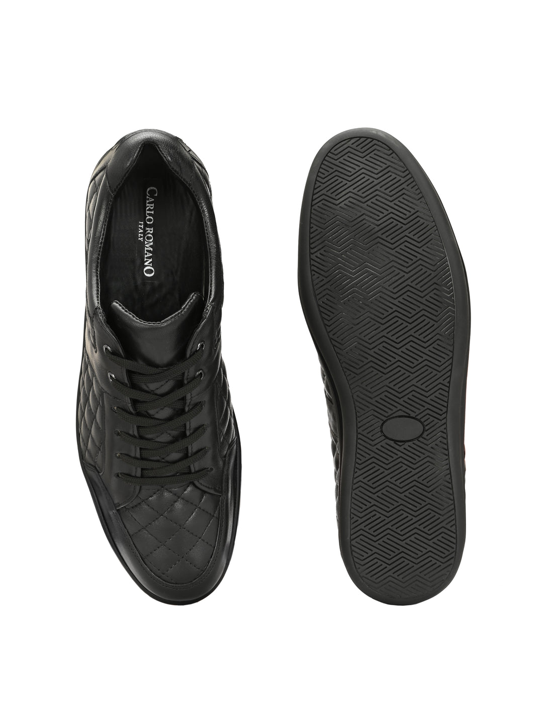 CARLO ROMANO BY WASAN BLACK COLOR  GENUINE LEATHER SNEAKER FOR MEN