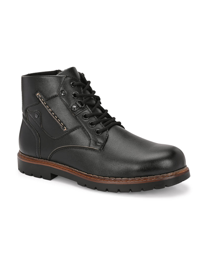 CARLO ROMANO VEGAN LEATHER ANKEL LACE UP STYLISH BOOT FOR MEN