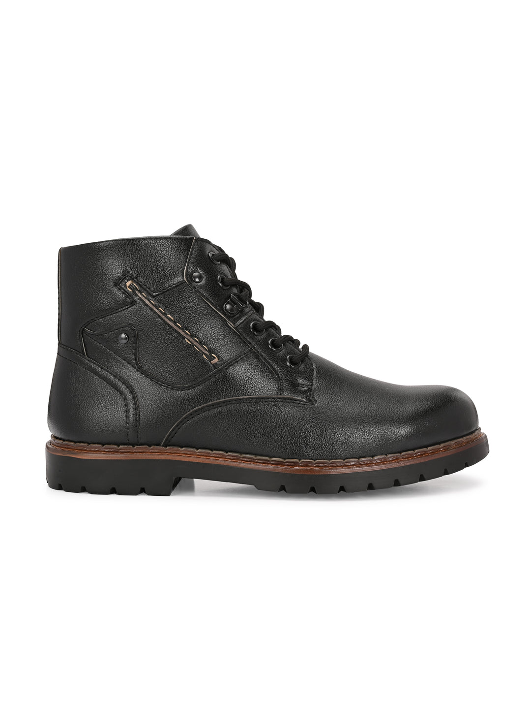 CARLO ROMANO VEGAN LEATHER ANKEL LACE UP STYLISH BOOT FOR MEN