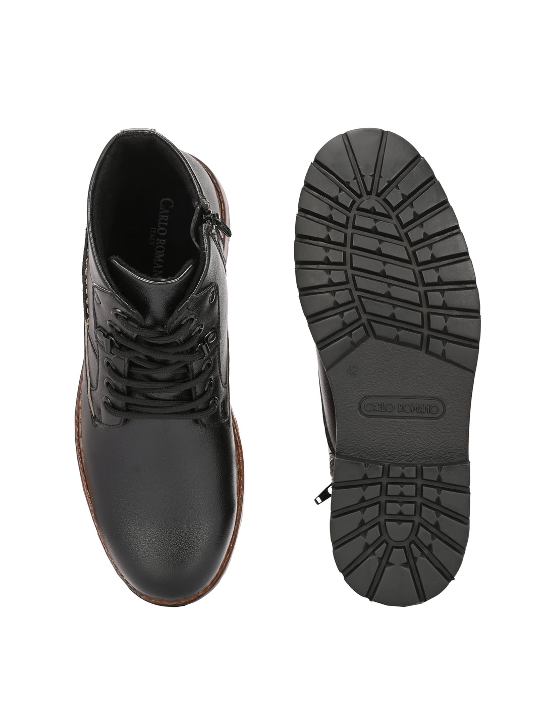 CARLO ROMANO VEGAN LEATHER ANKEL LACE UP STYLISH BOOT FOR MEN