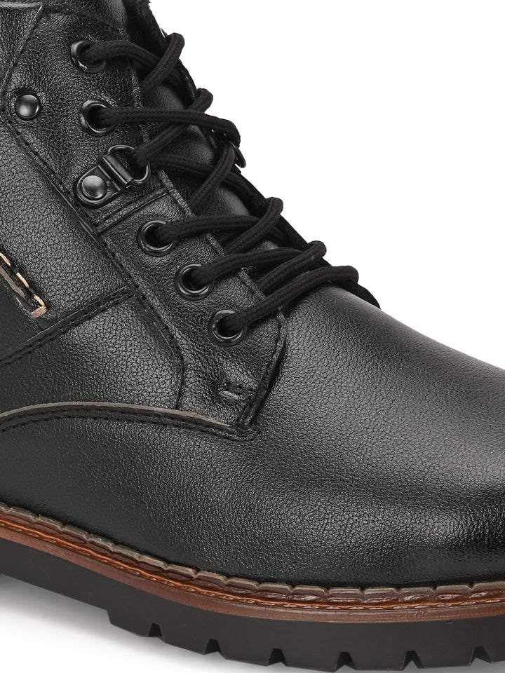 CARLO ROMANO VEGAN LEATHER ANKEL LACE UP STYLISH BOOT FOR MEN