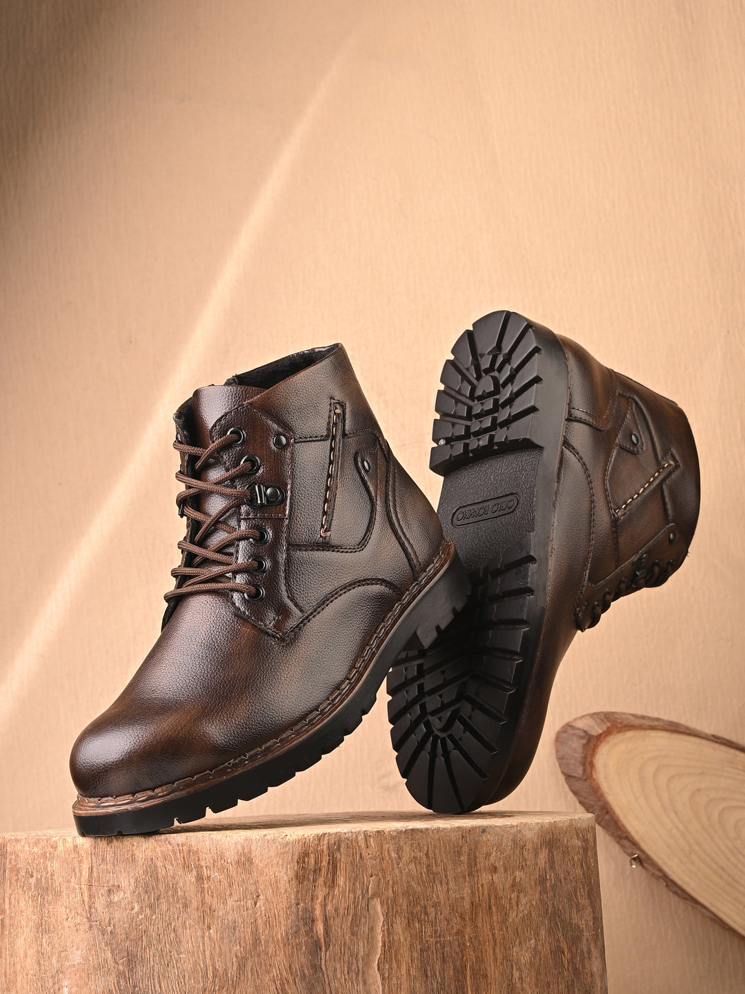 CARLO ROMANO VEGAN LEATHER ANKEL LACE UP STYLISH BOOT FOR MEN