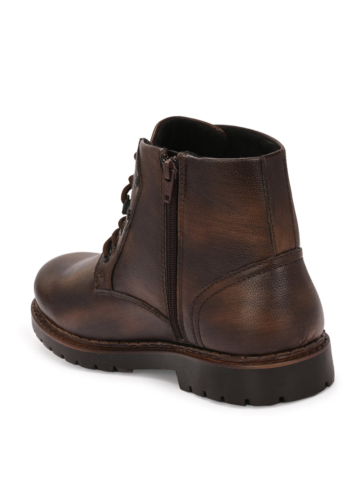 CARLO ROMANO VEGAN LEATHER ANKEL LACE UP STYLISH BOOT FOR MEN