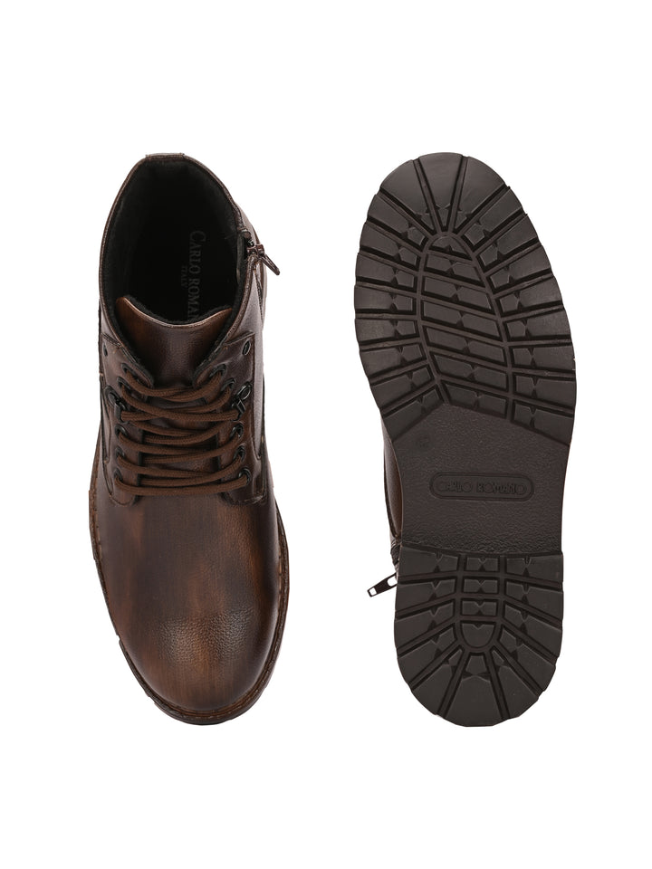 CARLO ROMANO VEGAN LEATHER ANKEL LACE UP STYLISH BOOT FOR MEN