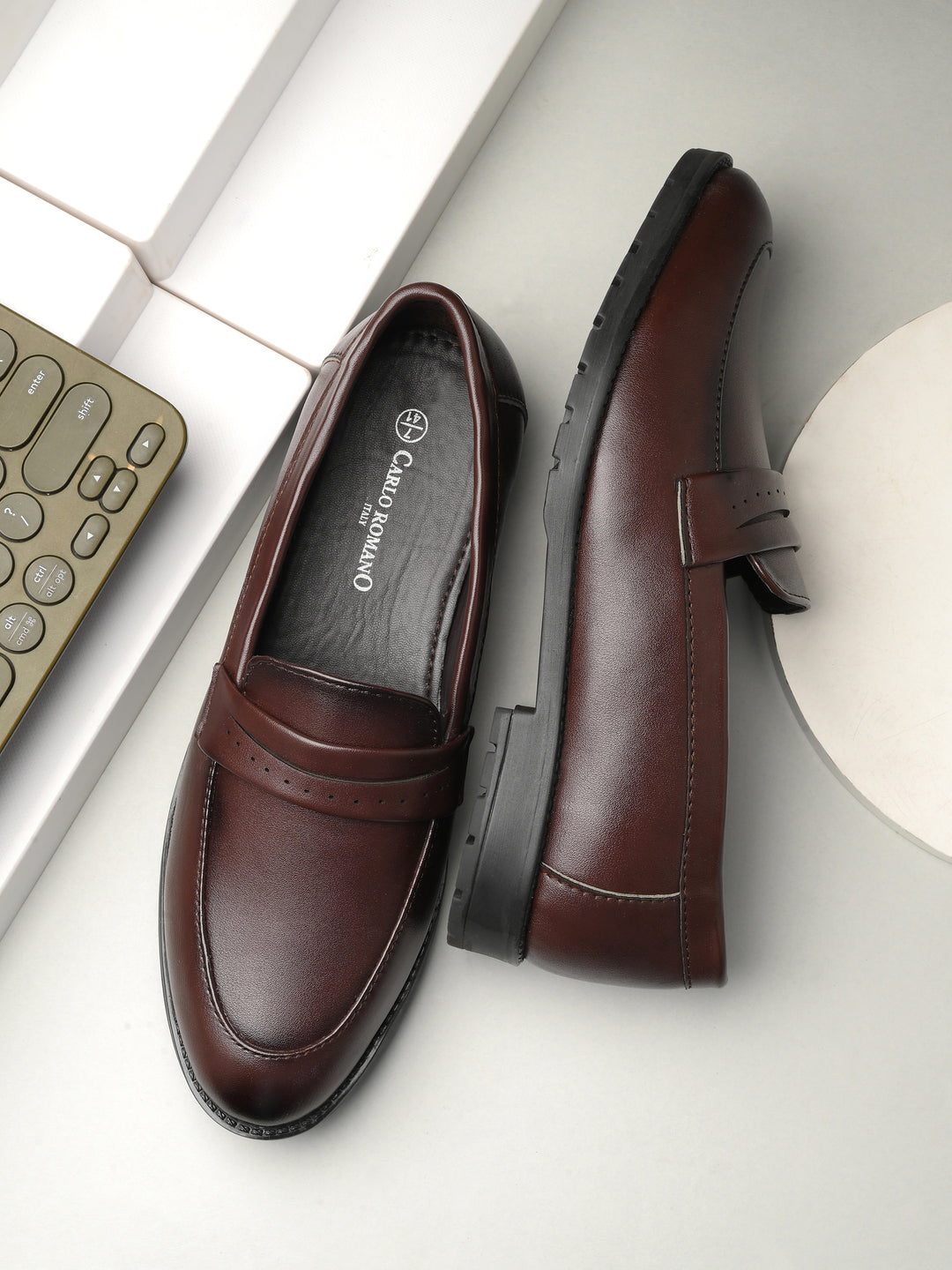 CARLO ROMANO BY WASAN BROWN COLOUR VEGAN LEATHER MOCCASIN FOR MEN