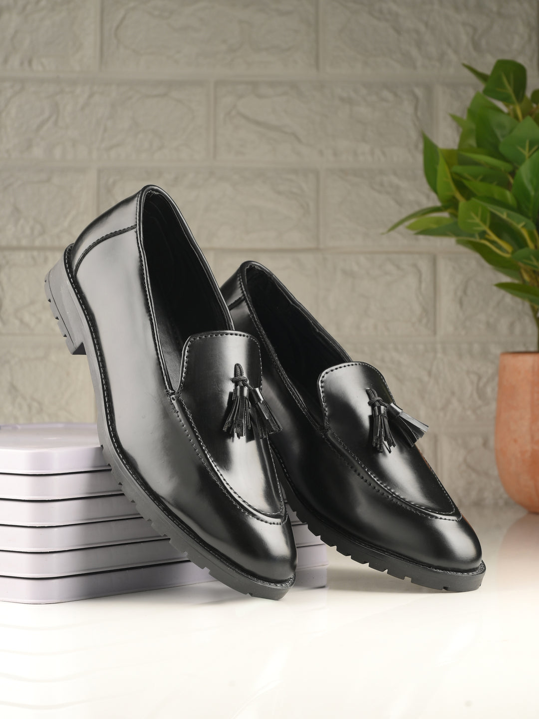 CARLO ROMANO BY WASAN PATENT VEGAN LEATHER COLOUR SLIP-ON MOCCASIN SHOES FOR MEN