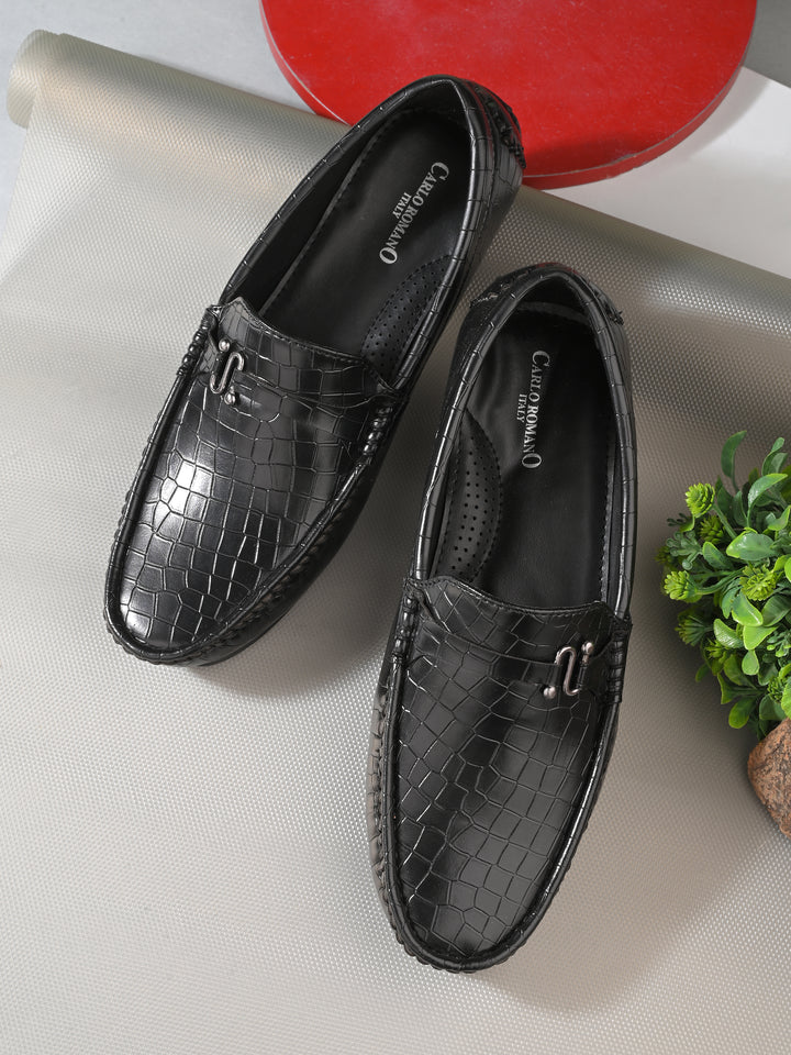 CARLO ROMANO BY WASAN VEGAN LEATHER CROCO PATENT MOCCASIN FOR MEN