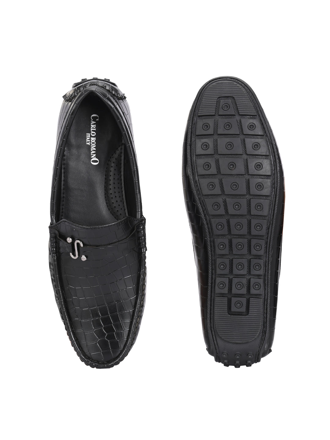 CARLO ROMANO BY WASAN VEGAN LEATHER CROCO PATENT MOCCASIN FOR MEN