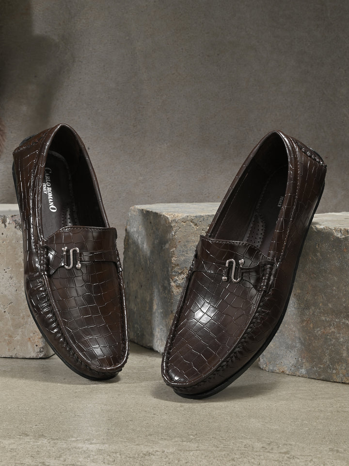 CARLO ROMANO BY WASAN VEGAN LEATHER CROCO PATENT MOCCASIN FOR MEN