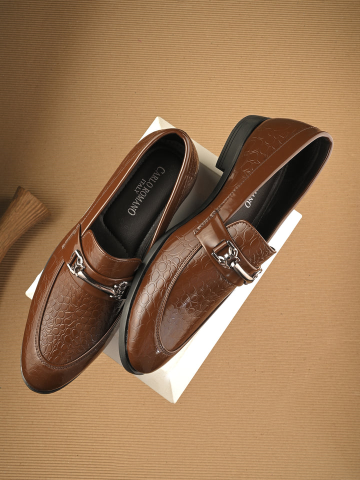 CARLO ROMANO BY WASAN VEGAN LEATHER CROCO PATENT MOCCASIN FOR MEN