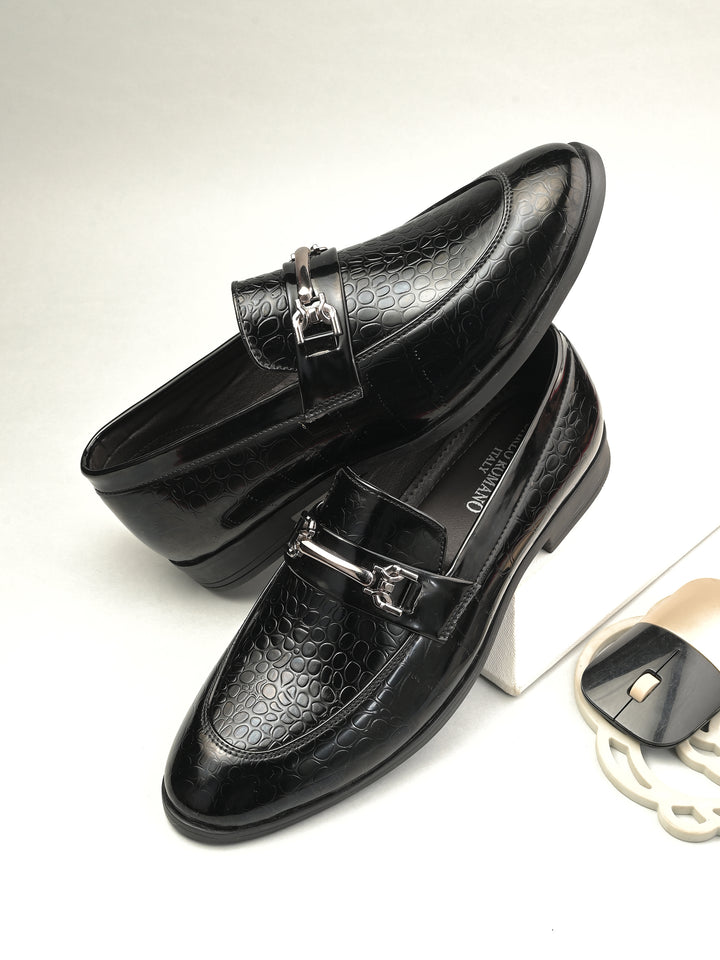 CARLO ROMANO BY WASAN VEGAN LEATHER CROCO PATENT MOCCASIN FOR MEN