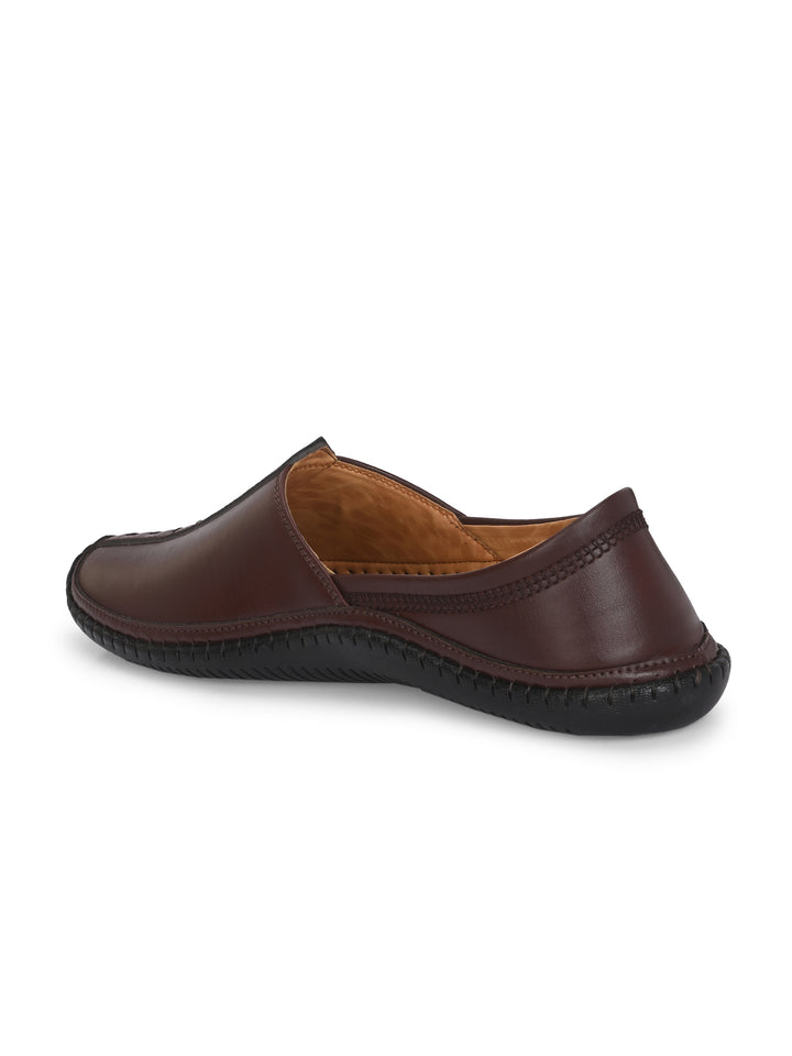 CARLO ROMANO BY WASAN BROWN COLOR VEGAN LEATHER SLIP ON NAGRA SHOES FOR MEN