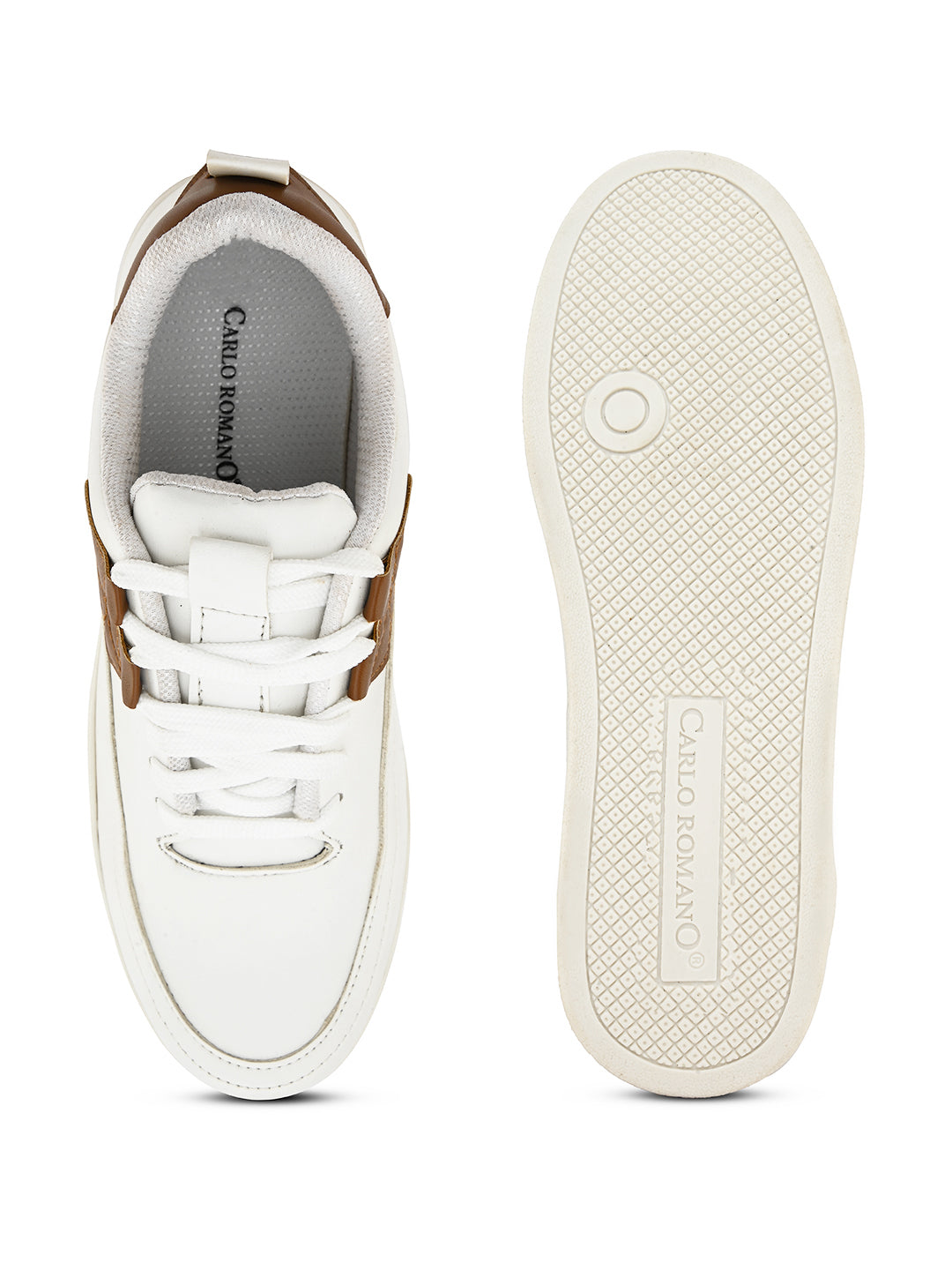 CARLO ROMANO BY WASAN SKY WHITE COLOUR VEGAN LEATHER SNEAKER SHOE FOR MEN