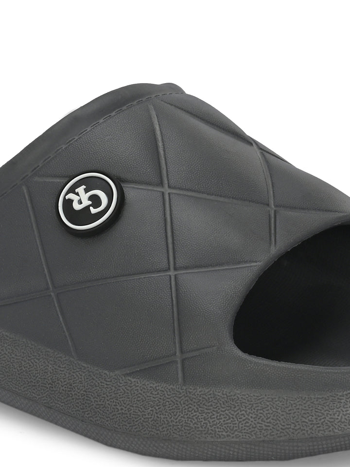 Carlo Romano Grey Colour EVA Sliders For Men Trending design Anti-slip sole Sweat free Super flexible Ergonomic and cushioned footbed