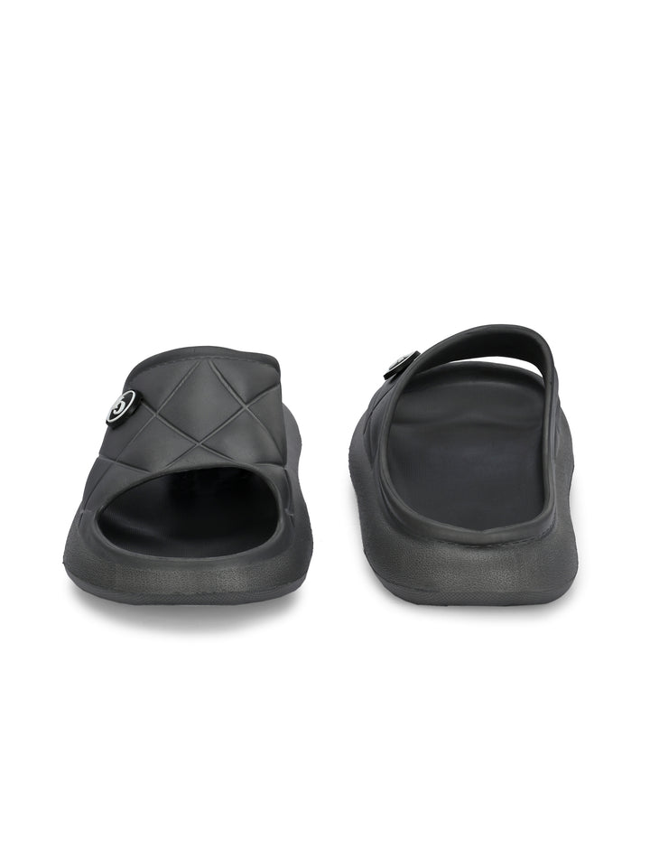 Carlo Romano Grey Colour EVA Sliders For Men Trending design Anti-slip sole Sweat free Super flexible Ergonomic and cushioned footbed