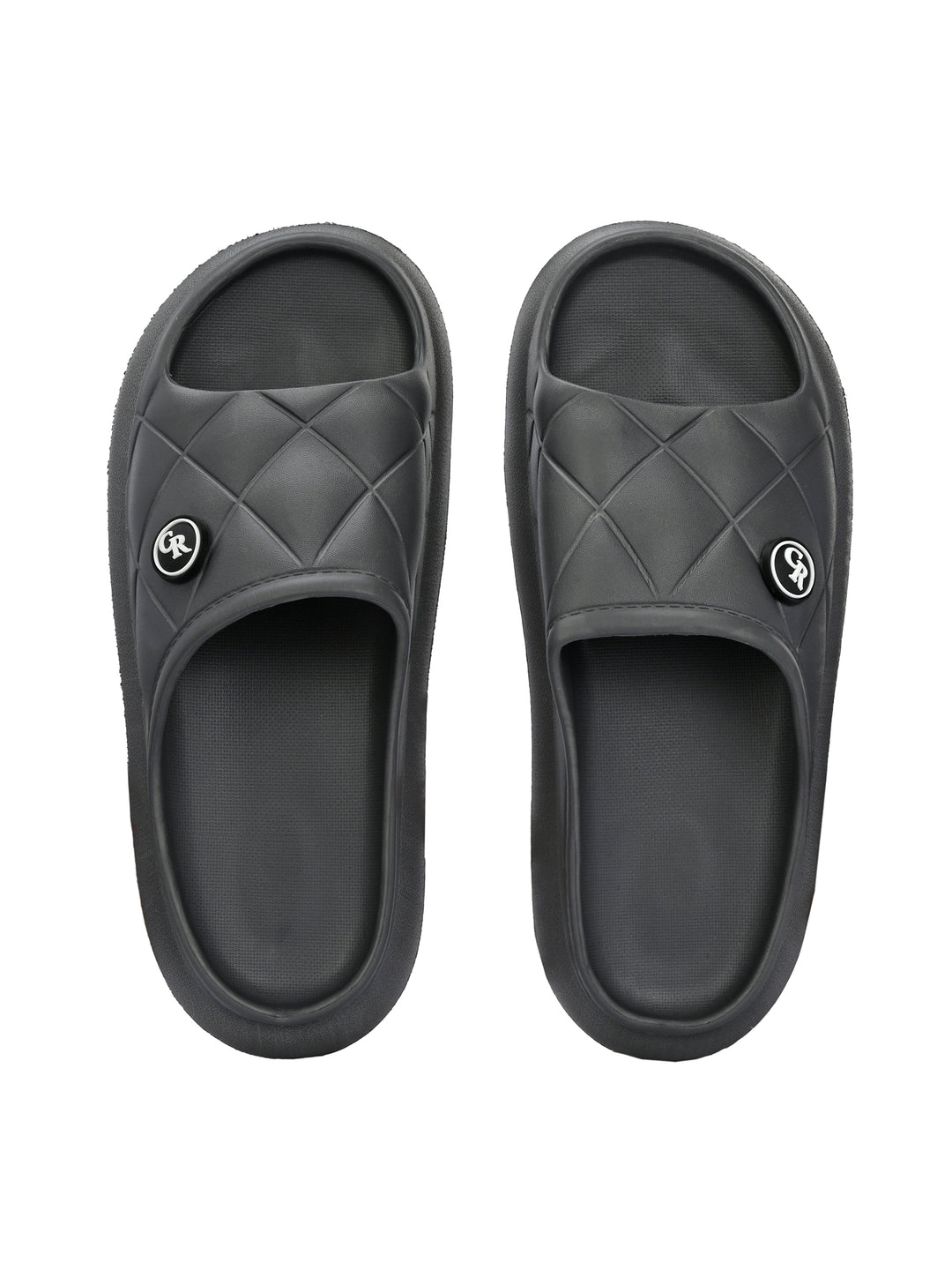 Carlo Romano Grey Colour EVA Sliders For Men Trending design Anti-slip sole Sweat free Super flexible Ergonomic and cushioned footbed