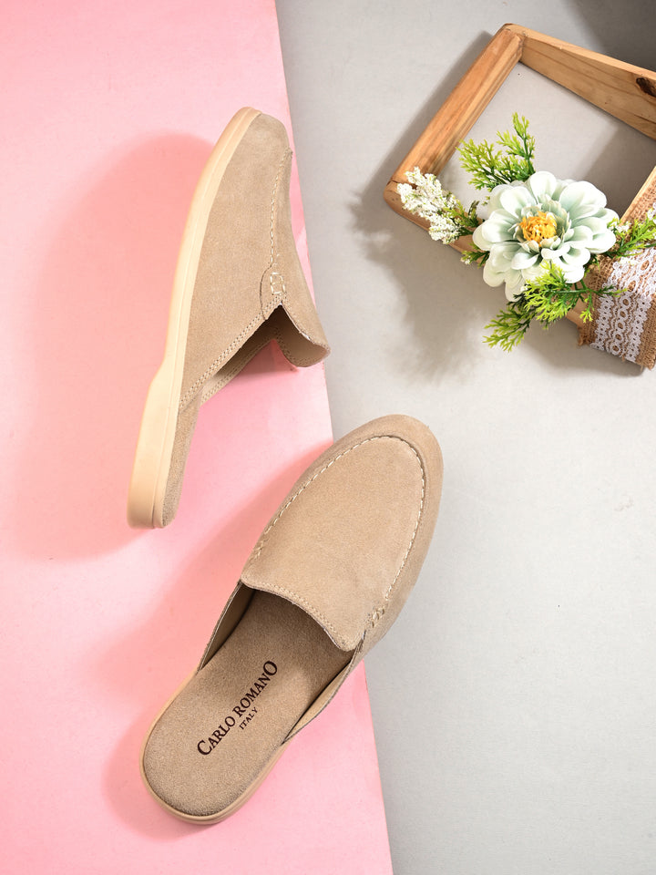CARLO ROMANO BY WASAN PREMIUM STYLISH SUEDE LEATHER MULES FOR WOMENS